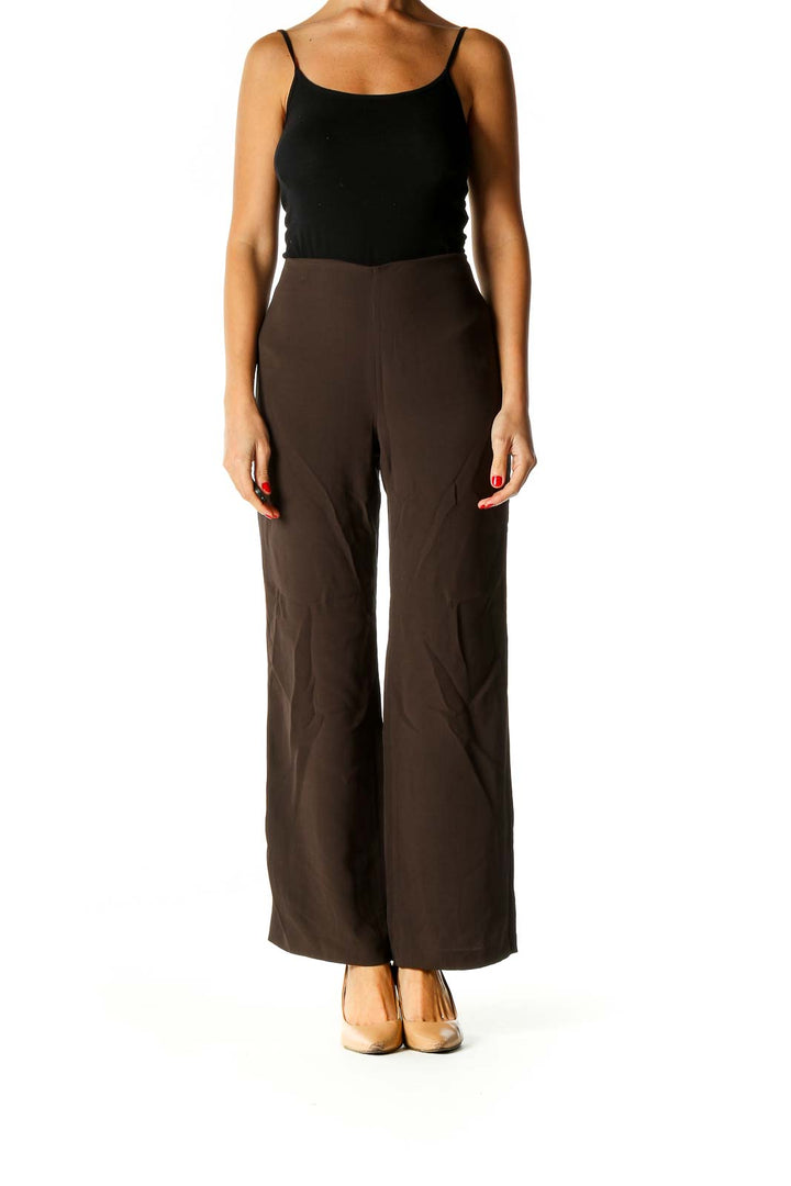 Brown Solid Brunch Trousers