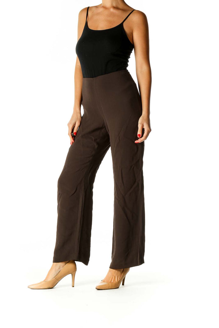 Brown Solid Brunch Trousers