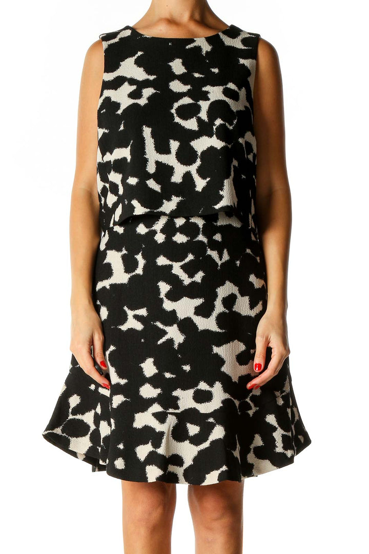 Black Printed Fit & Flare Dress