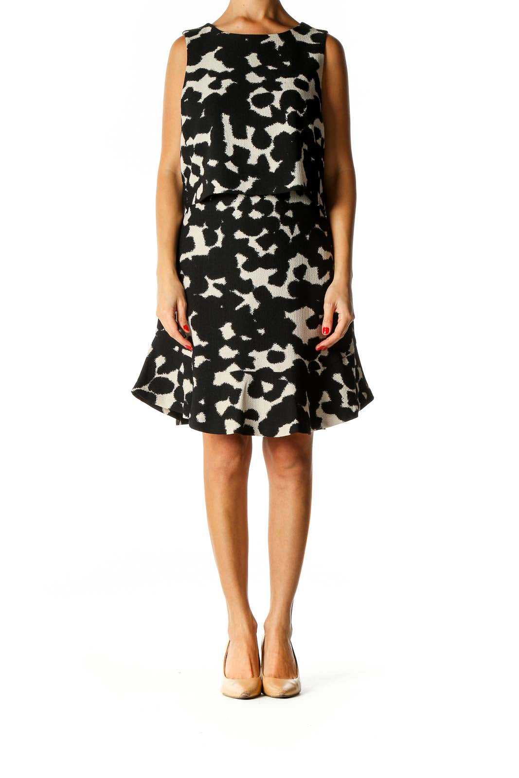 Black Printed Fit & Flare Dress