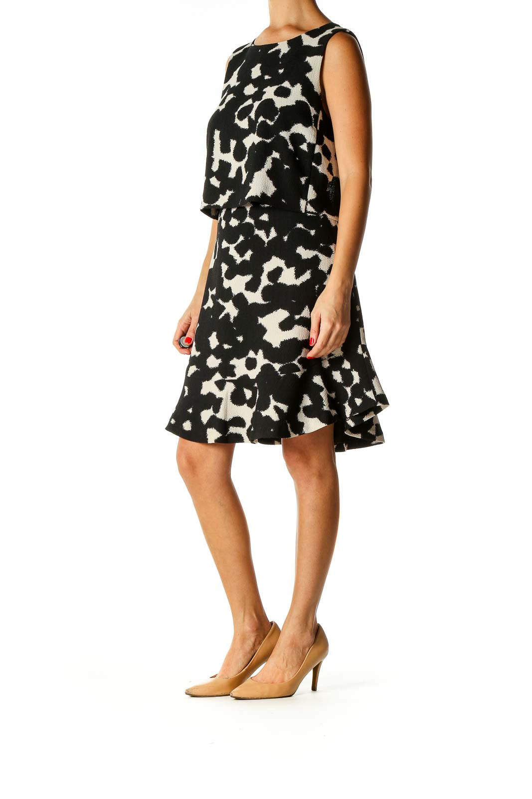 Black Printed Fit & Flare Dress