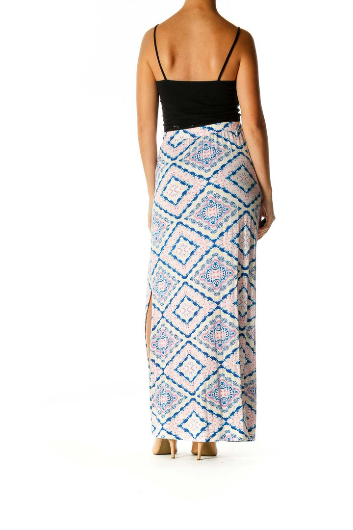 Blue Printed Holiday A-Line Skirt