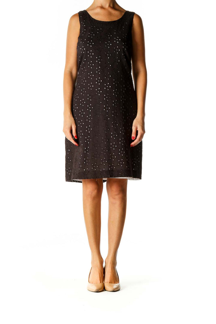 Brown Polka Dot Cocktail Shift Dress