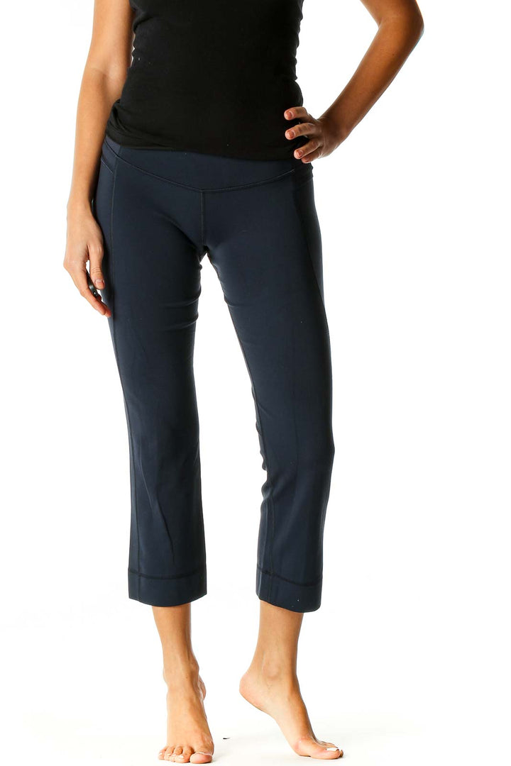 Blue Solid Activewear Capri Pants