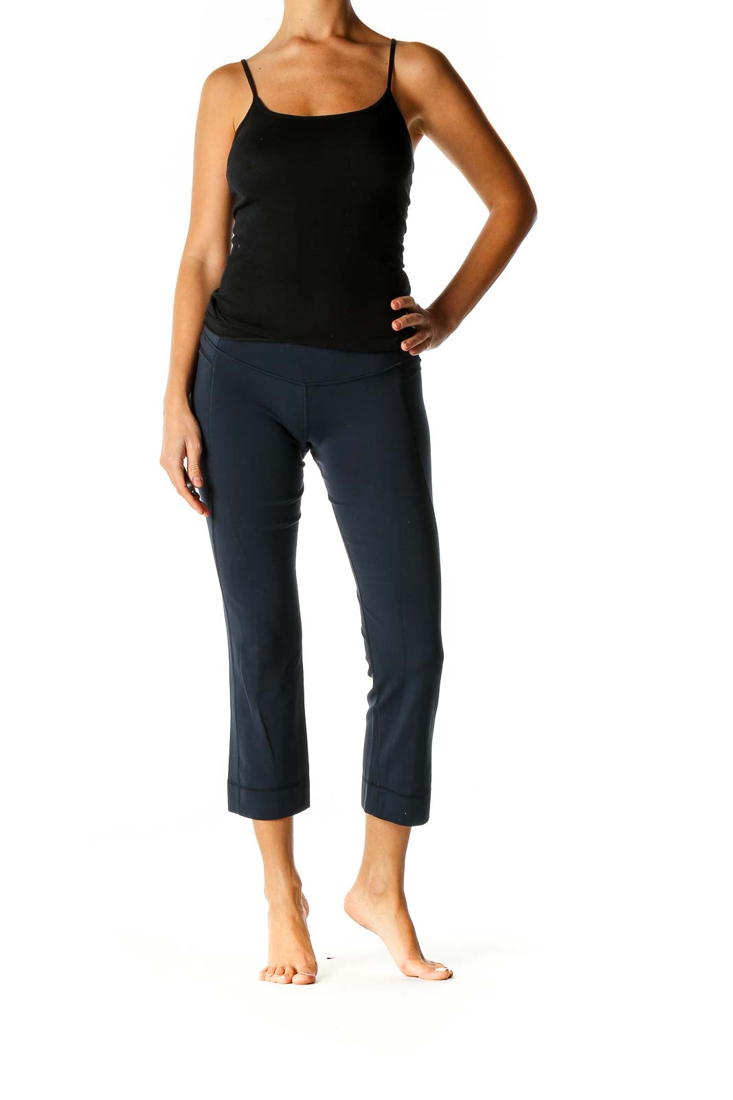 Blue Solid Activewear Capri Pants