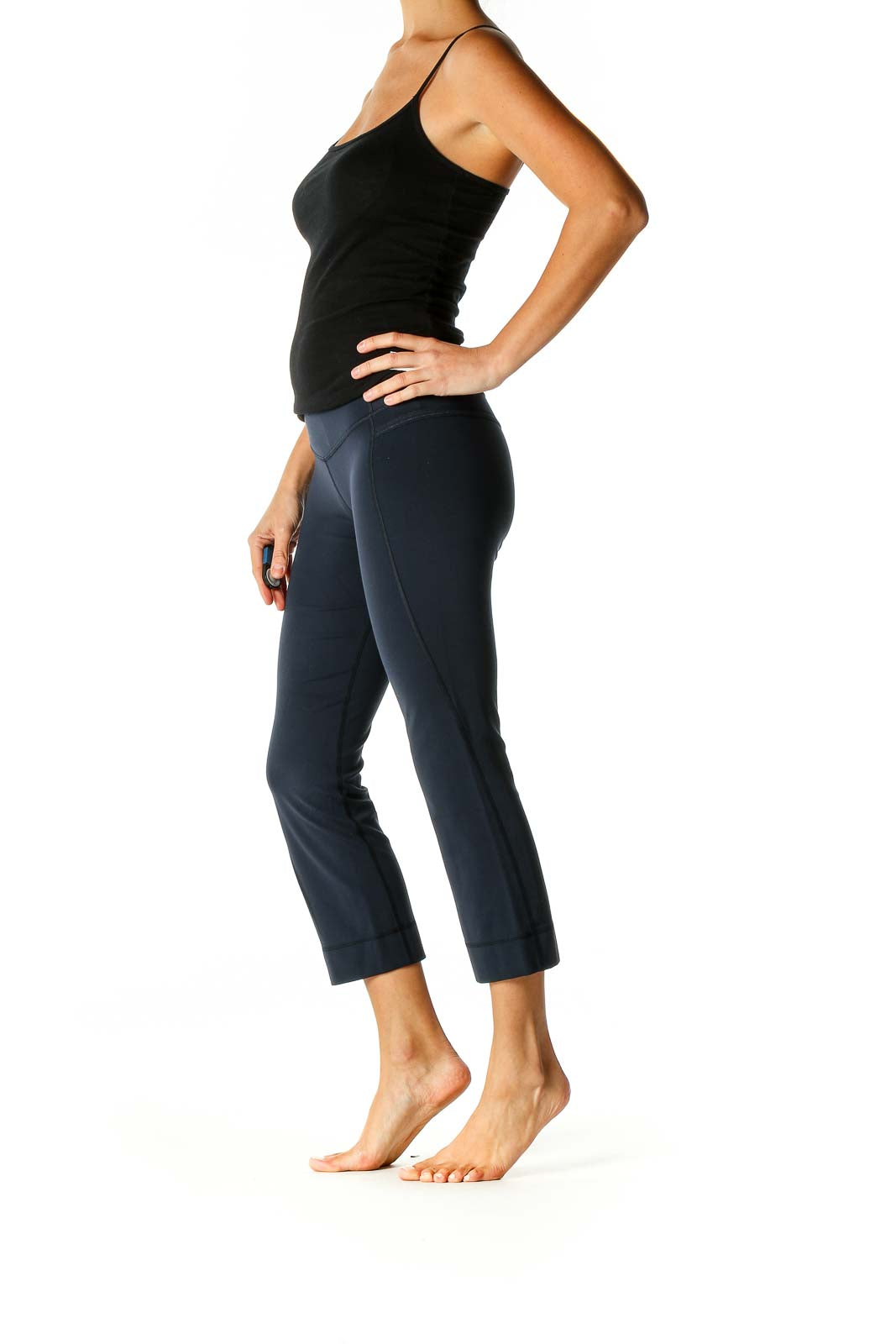 Blue Solid Activewear Capri Pants