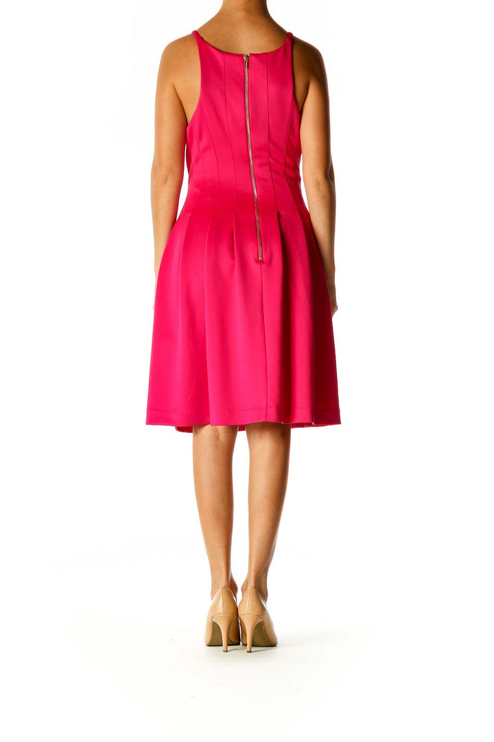 Pink Solid Classic Fit & Flare Dress