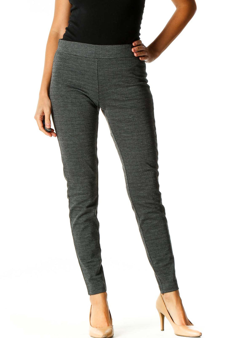 Gray Textured Casual Leggings