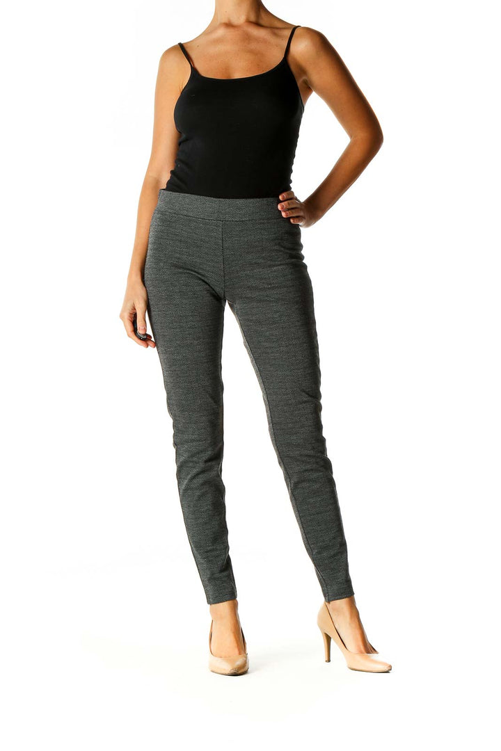 Gray Textured Casual Leggings