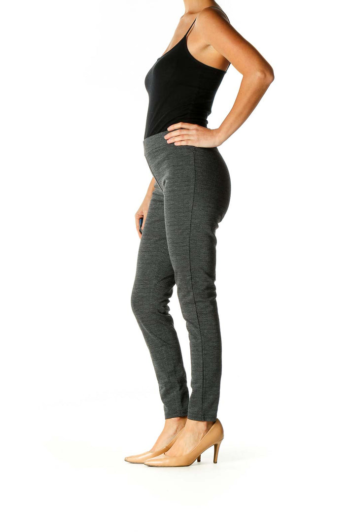 Gray Textured Casual Leggings