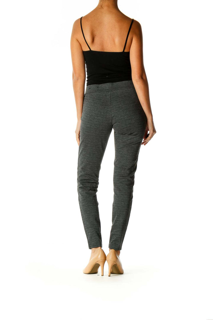 Gray Textured Casual Leggings