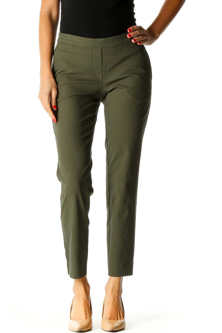 Green Solid All Day Wear Trousers