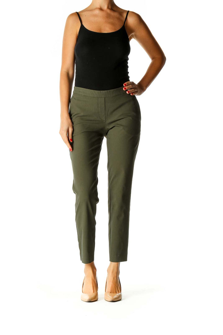 Green Solid All Day Wear Trousers