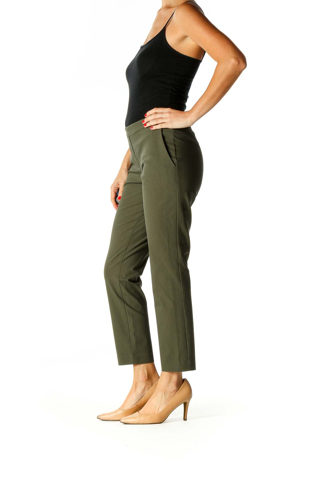 Green Solid All Day Wear Trousers