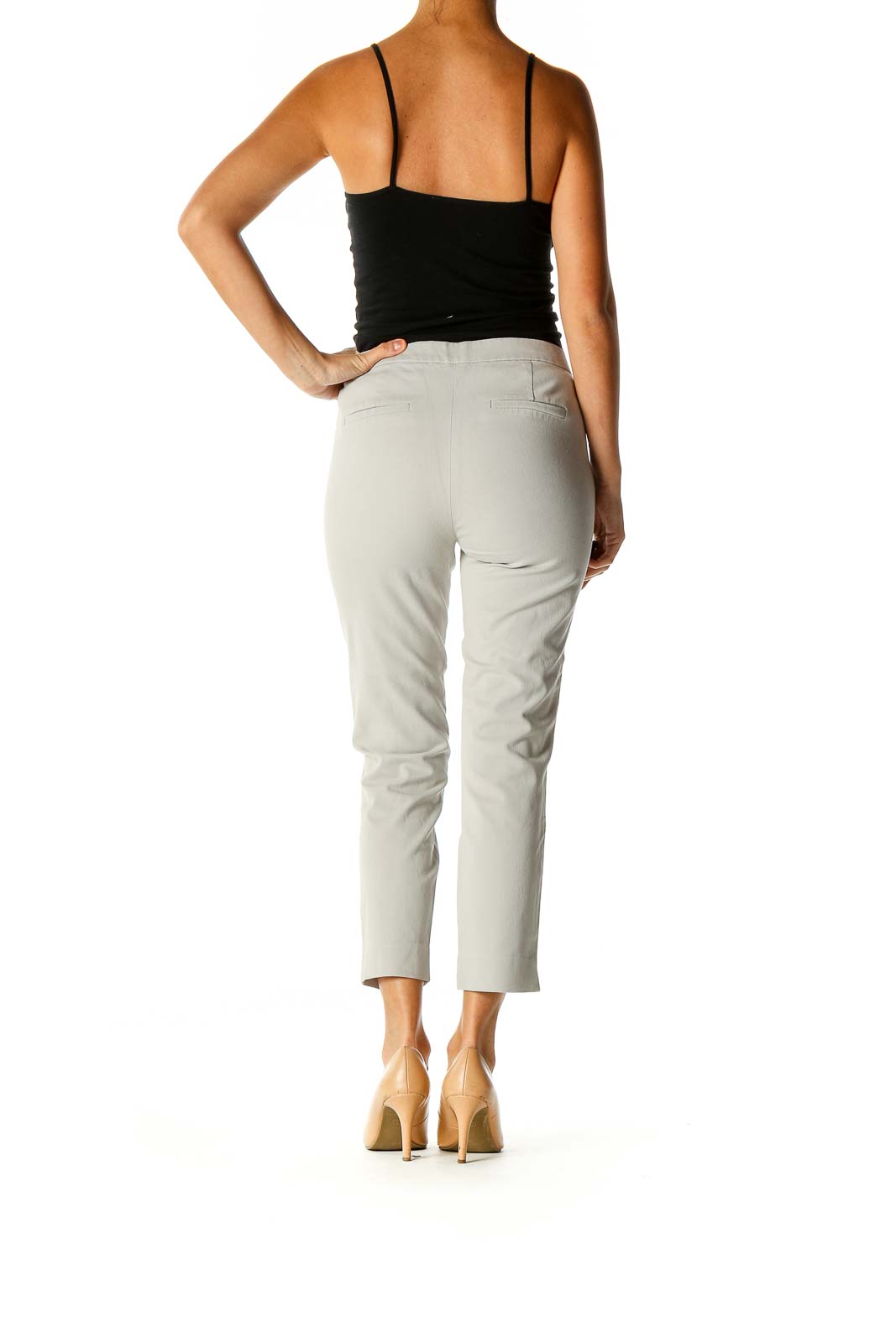 Gray Solid Casual Trousers