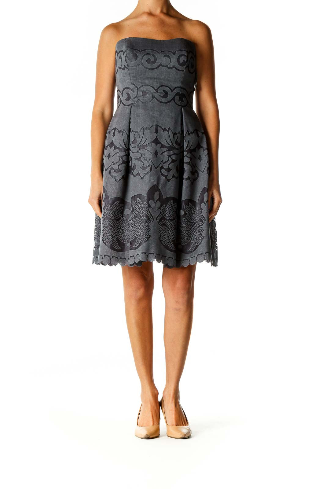 Gray Textured Holiday Fit & Flare Dress Gray Textured Holiday Fit & Flare Dress