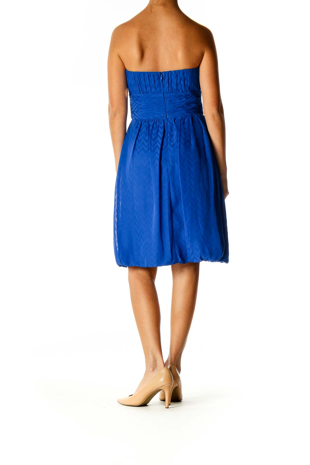 Blue Solid Cocktail Fit & Flare Dress