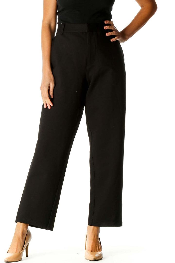 Black Solid Classic Trousers