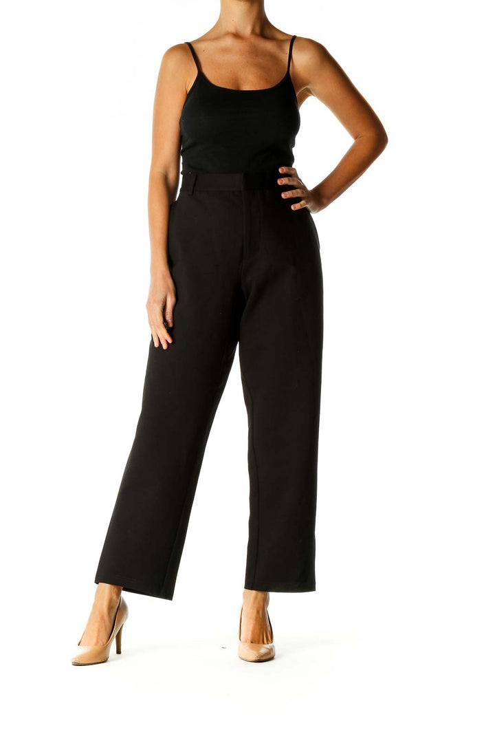 Black Solid Classic Trousers