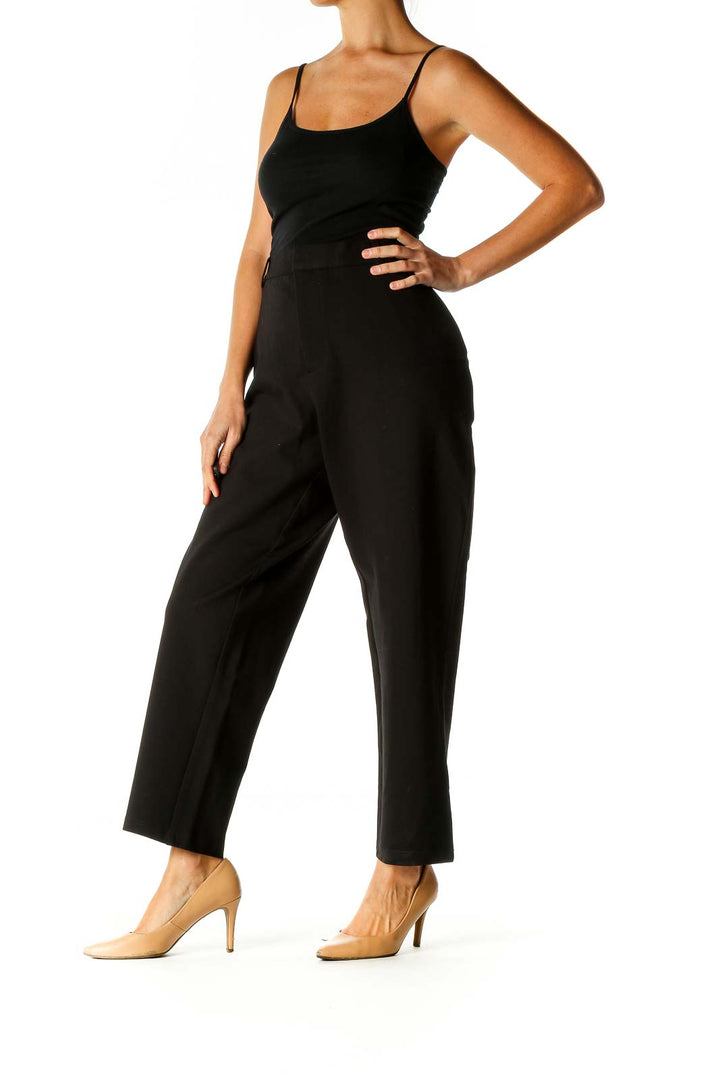 Black Solid Classic Trousers