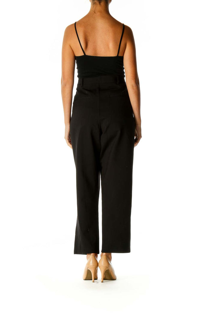 Black Solid Classic Trousers