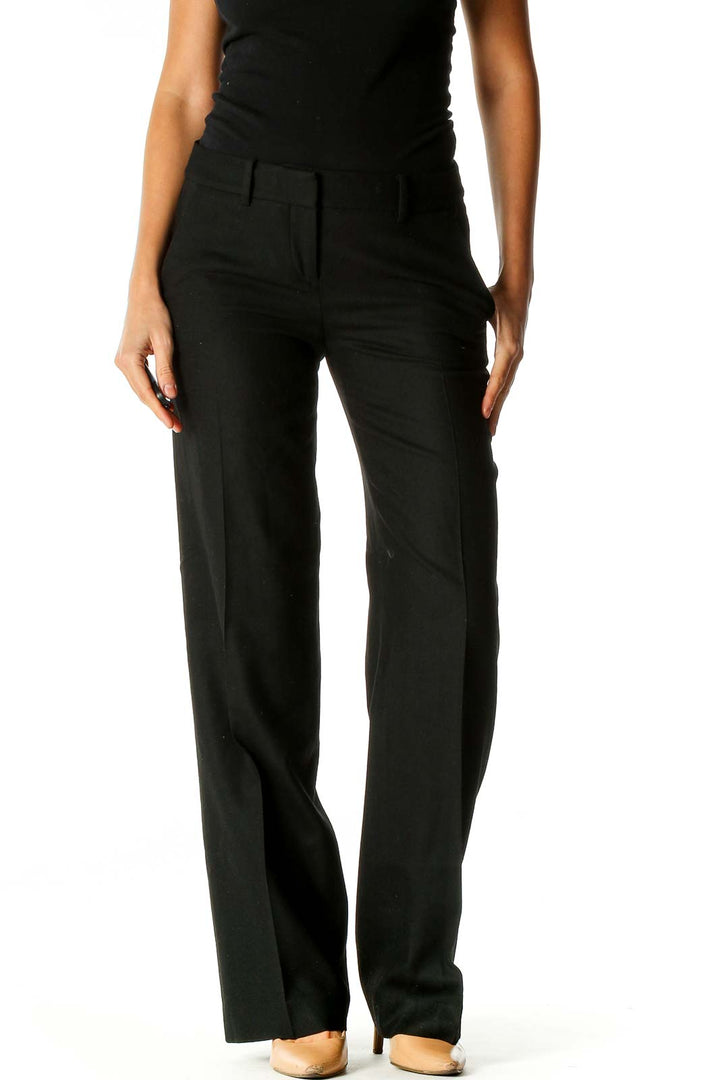 Black Solid Classic Trousers