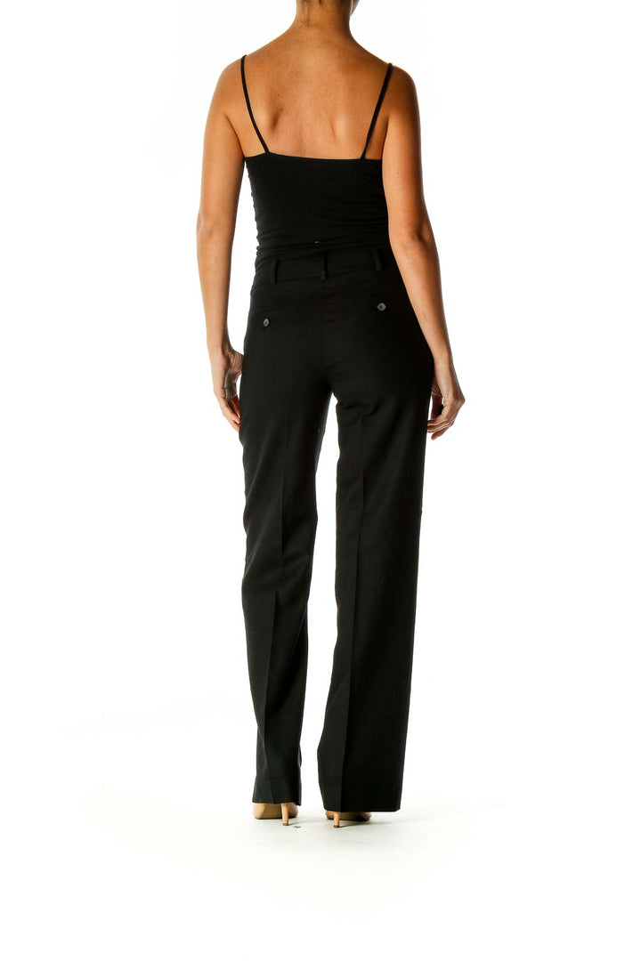 Black Solid Classic Trousers