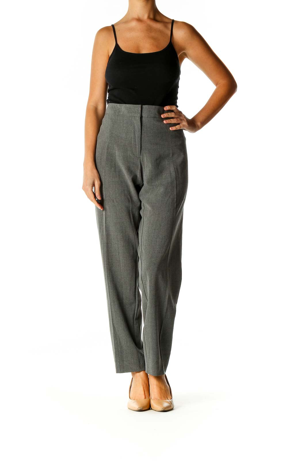 Gray Solid Formal Trousers