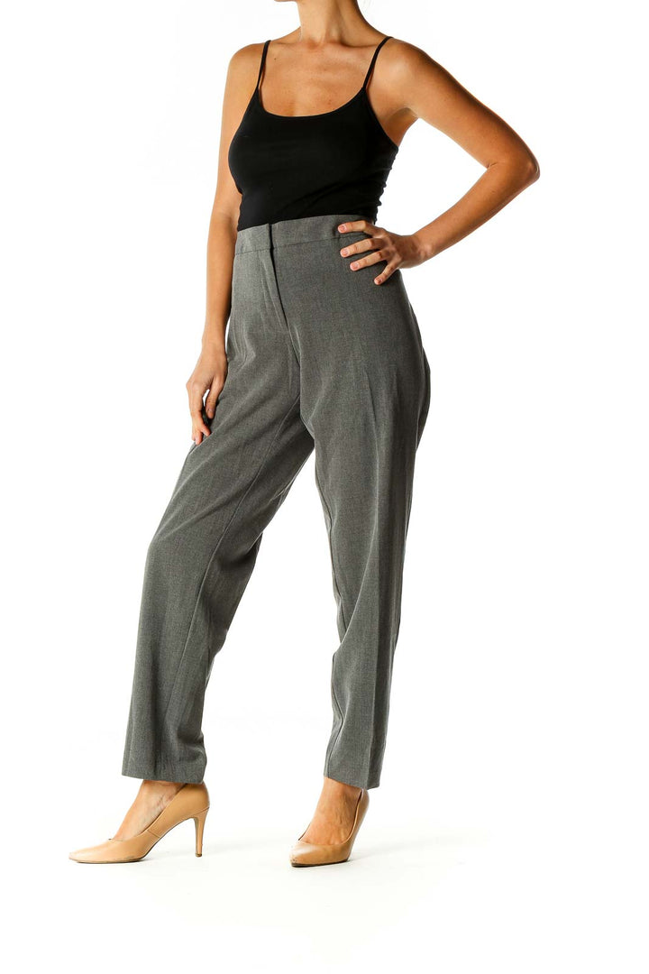 Gray Solid Formal Trousers