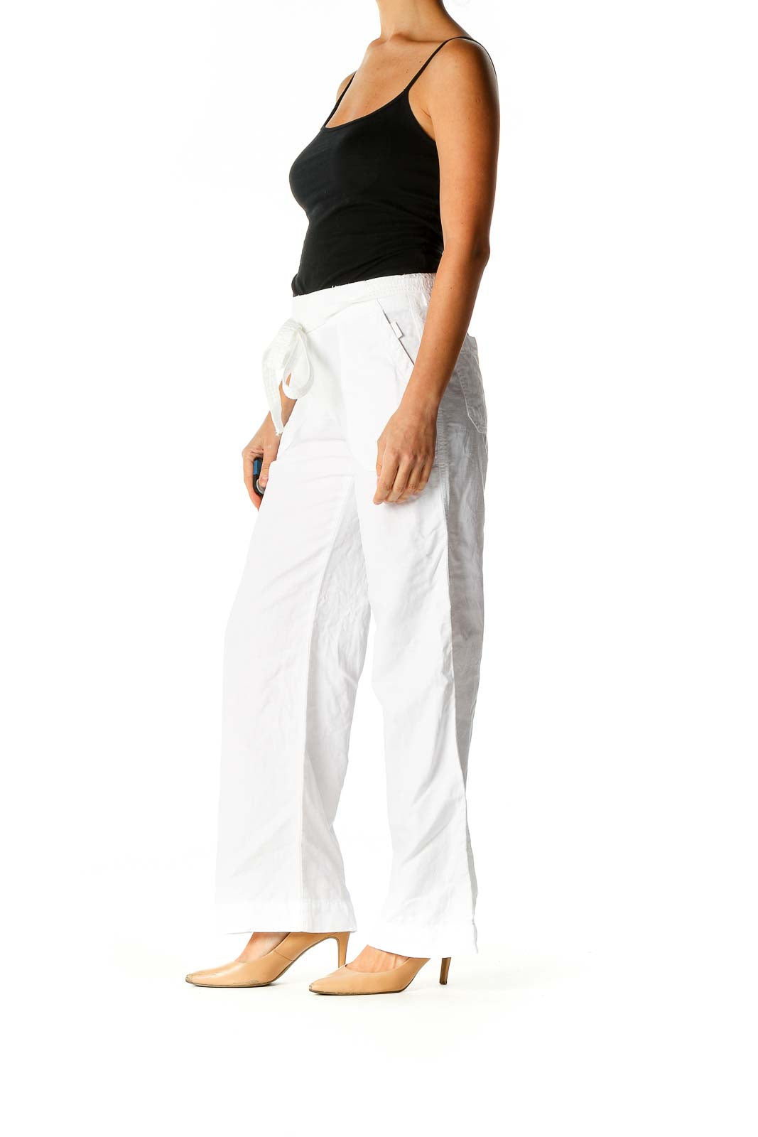 White All Day Wear Linen Palazzo Pants