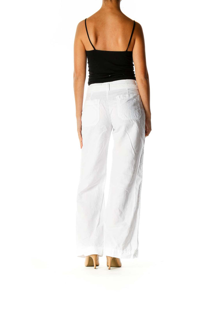 White All Day Wear Linen Palazzo Pants