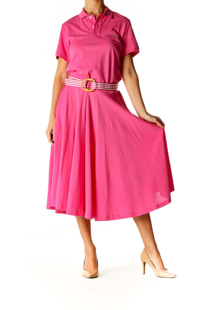 Pink Solid Day Fit & Flare Dress