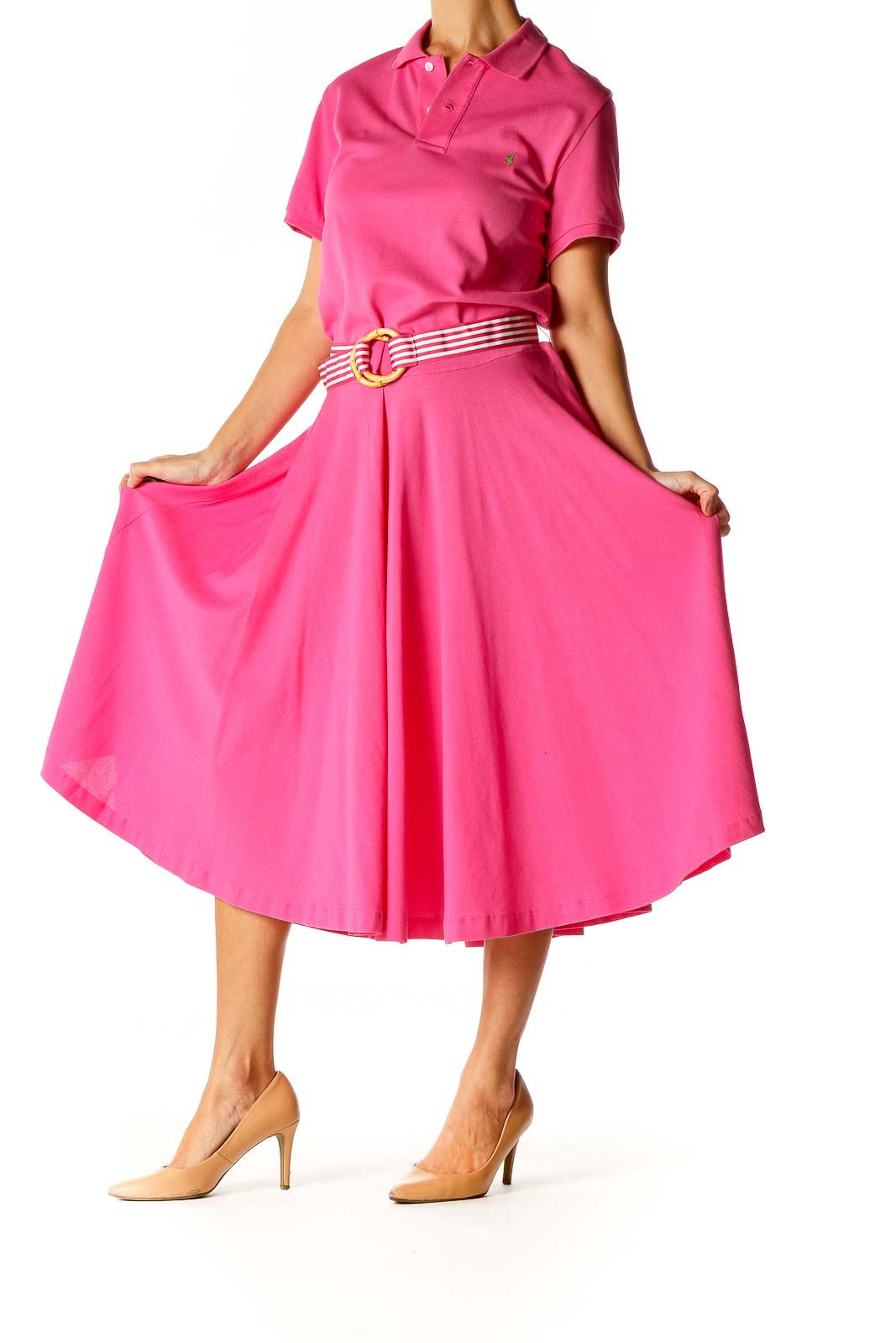 Pink Solid Day Fit & Flare Dress