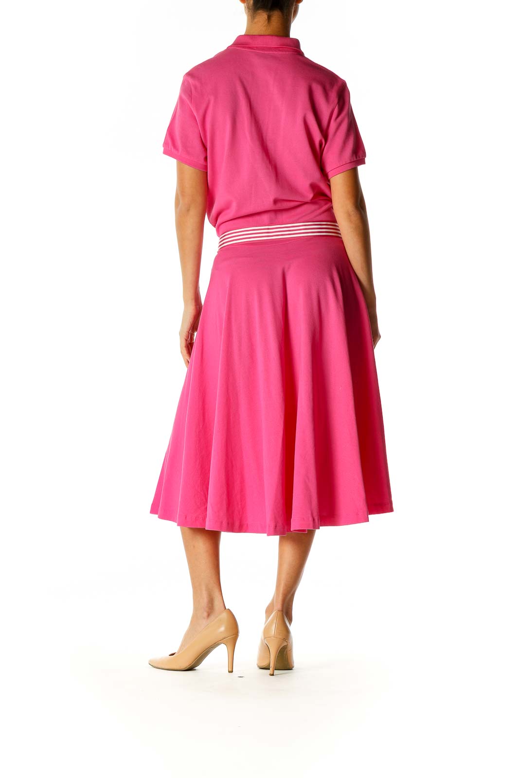 Pink Solid Day Fit & Flare Dress