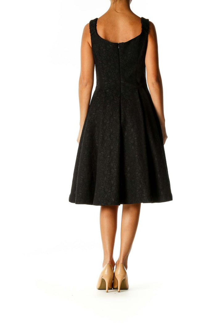 Black Textured Semiformal Fit & Flare Dress