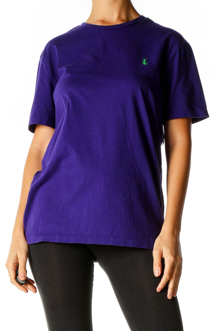 Purple Solid Casual T-Shirt