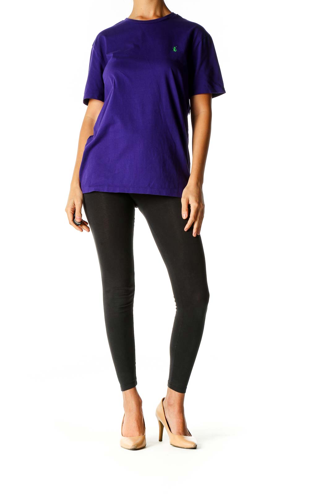 Purple Solid Casual T-Shirt