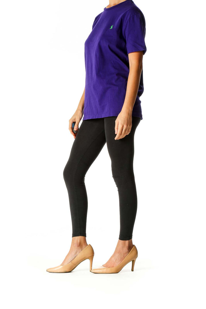 Purple Solid Casual T-Shirt