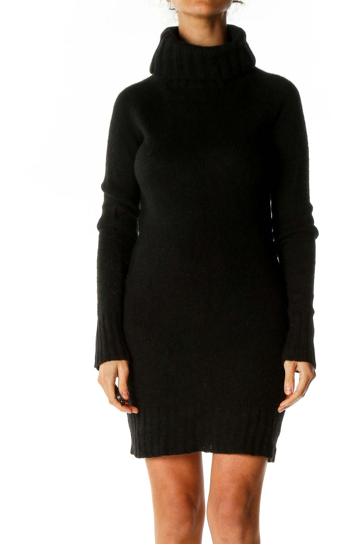 Black Textured Classic Sheath Dress