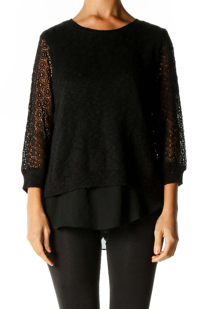 Black Lace Retro Blouse