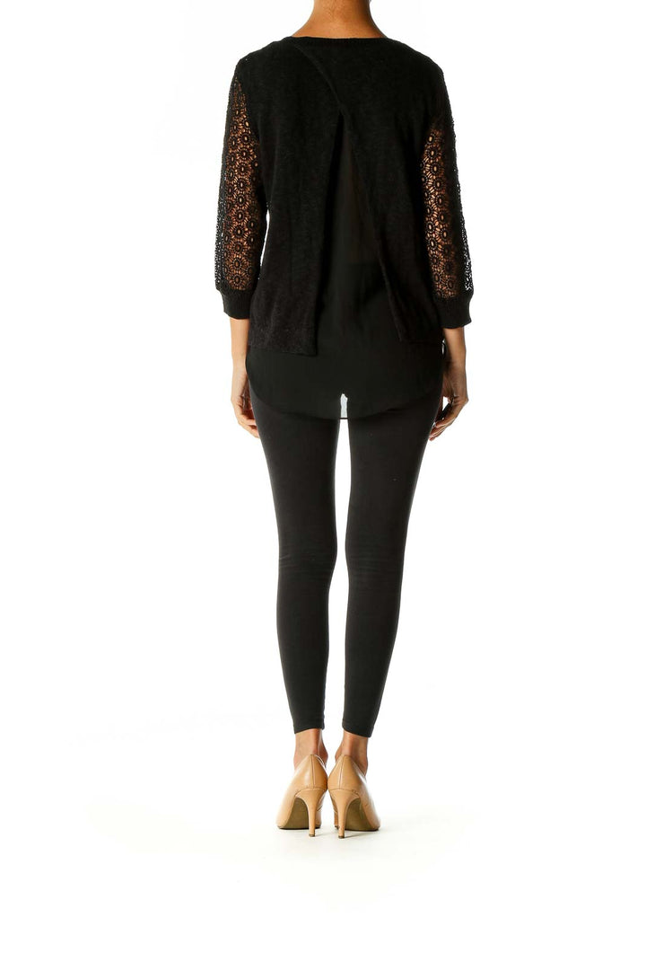 Black Lace Retro Blouse