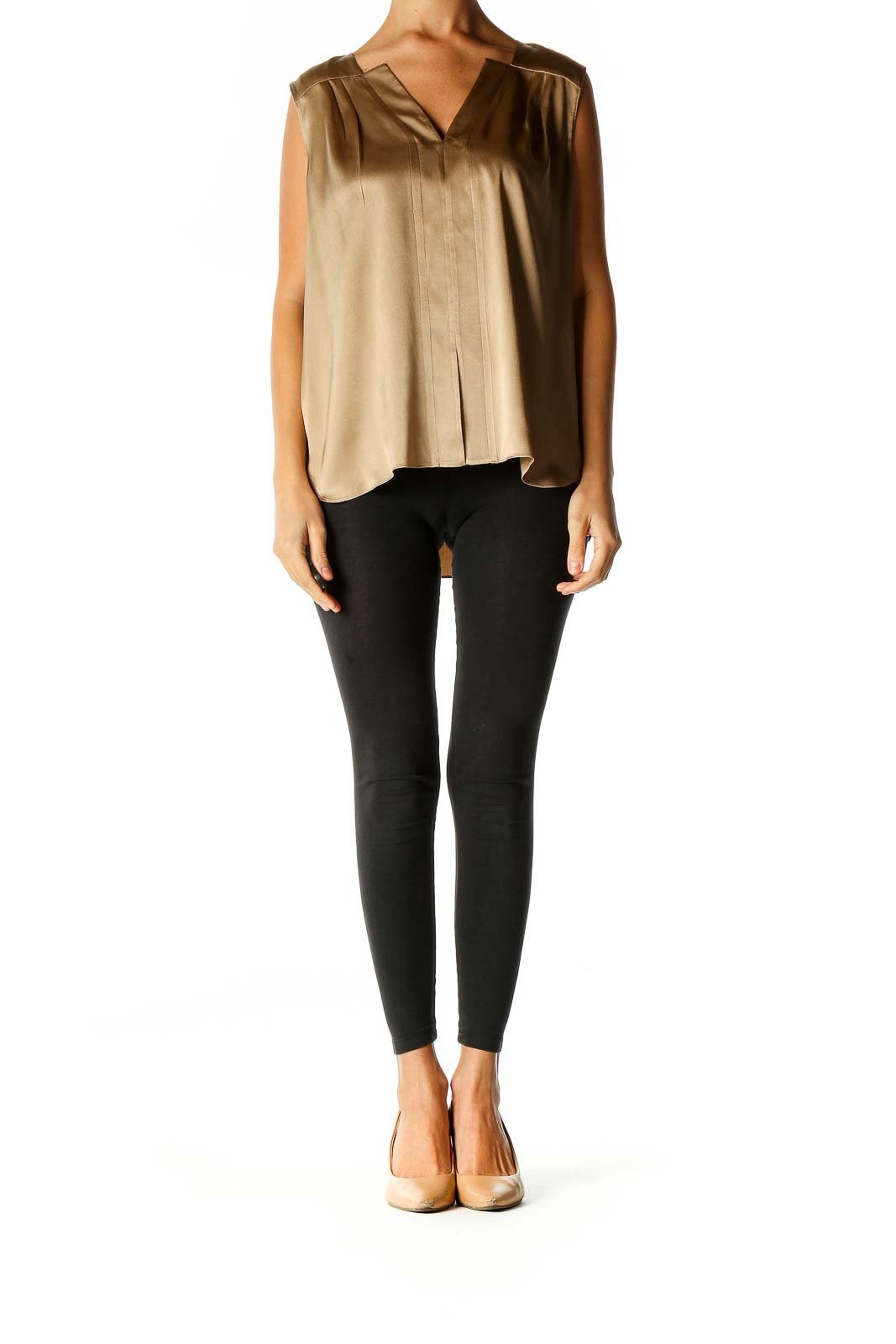 Beige Solid Retro Blouse