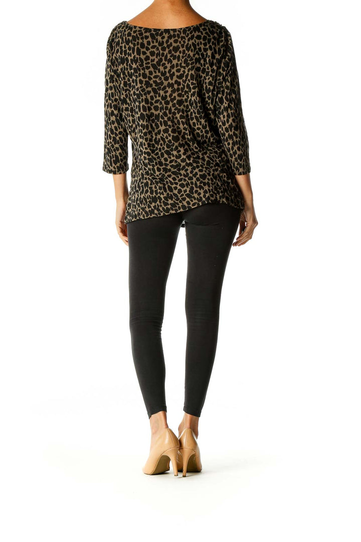 Black Animal Print Casual Blouse