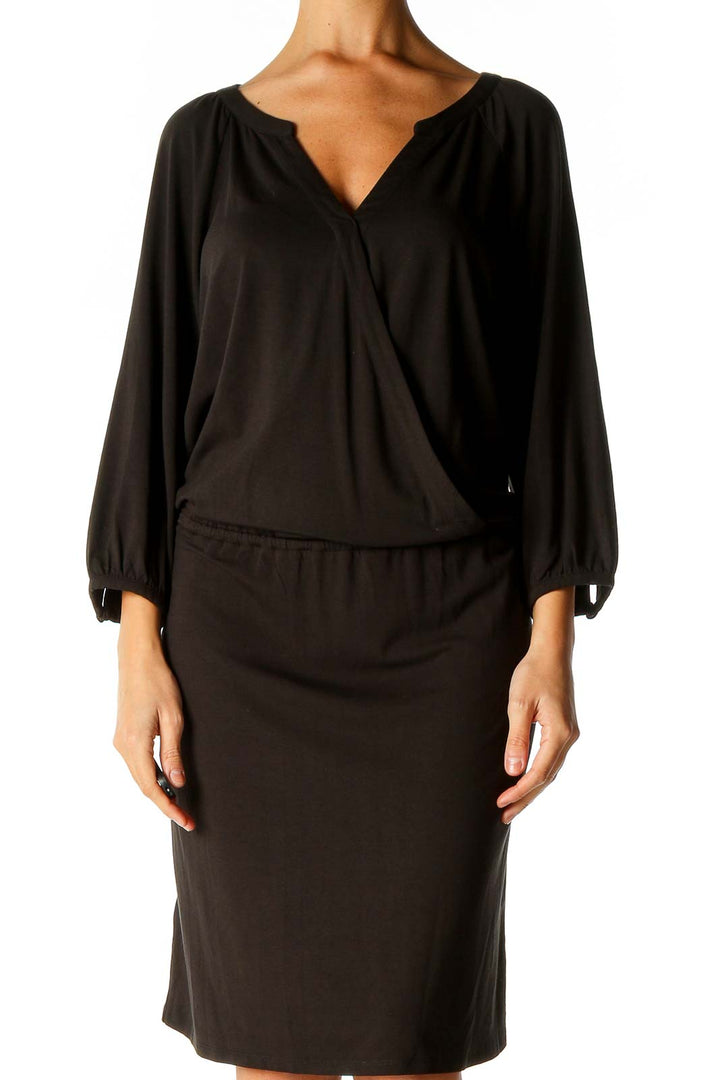 Black Solid Sheath Dress