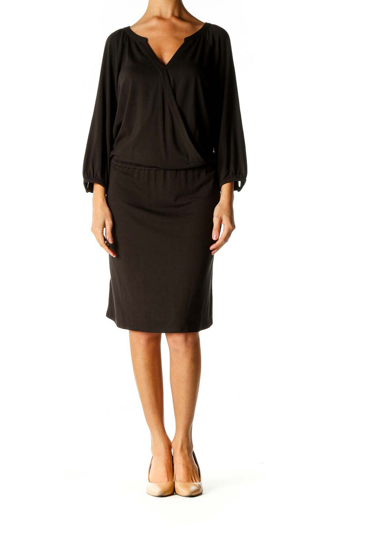 Black Solid Sheath Dress