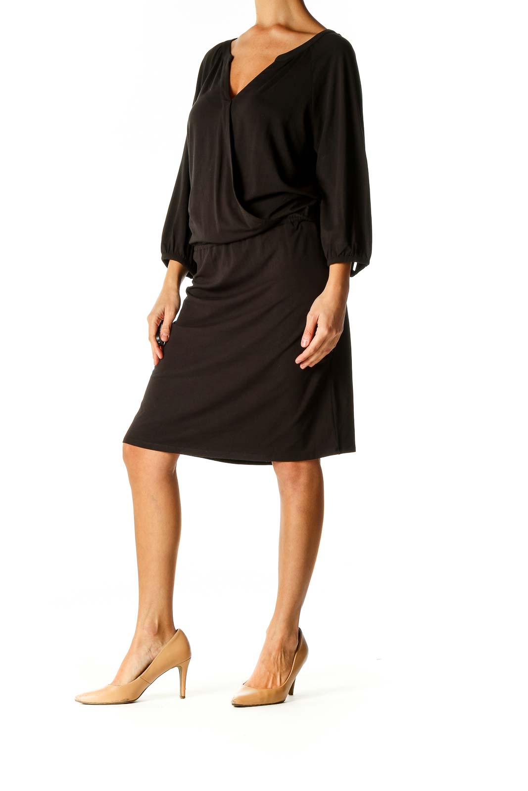 Black Solid Sheath Dress