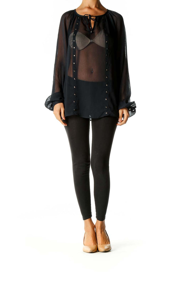 Black Solid Chic Blouse