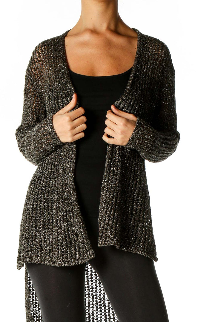 Black Texture Cardigan