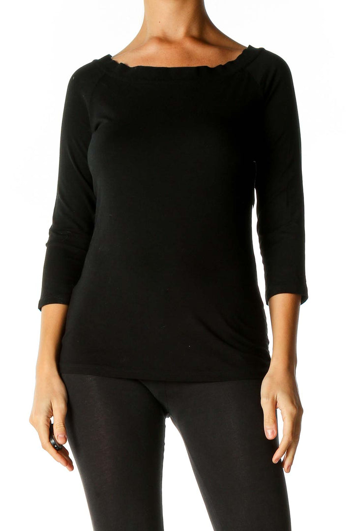 Black Solid Casual Blouse