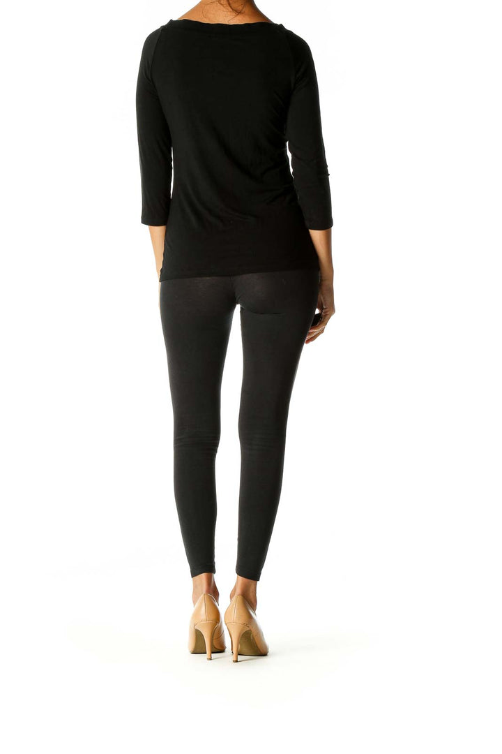 Black Solid Casual Blouse